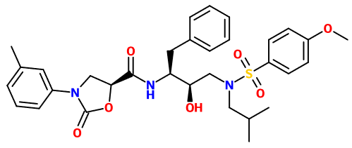(image for) MC080186 (5S)-3-(3-Methylphenyl)-N-[(2S,3R)-3-hydroxy-4-{isobutyl[(4-methoxyphenyl)sulfonyl]amino}-1-phenyl-2-butanyl]-2-oxo-1,3-oxazolidine-5-carboxamide